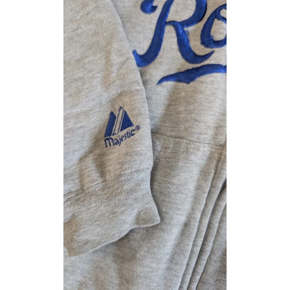 Majestic Kansas City Royals Full Zip Hoodie Youth Small Grey Blue MLB Sweatshirt